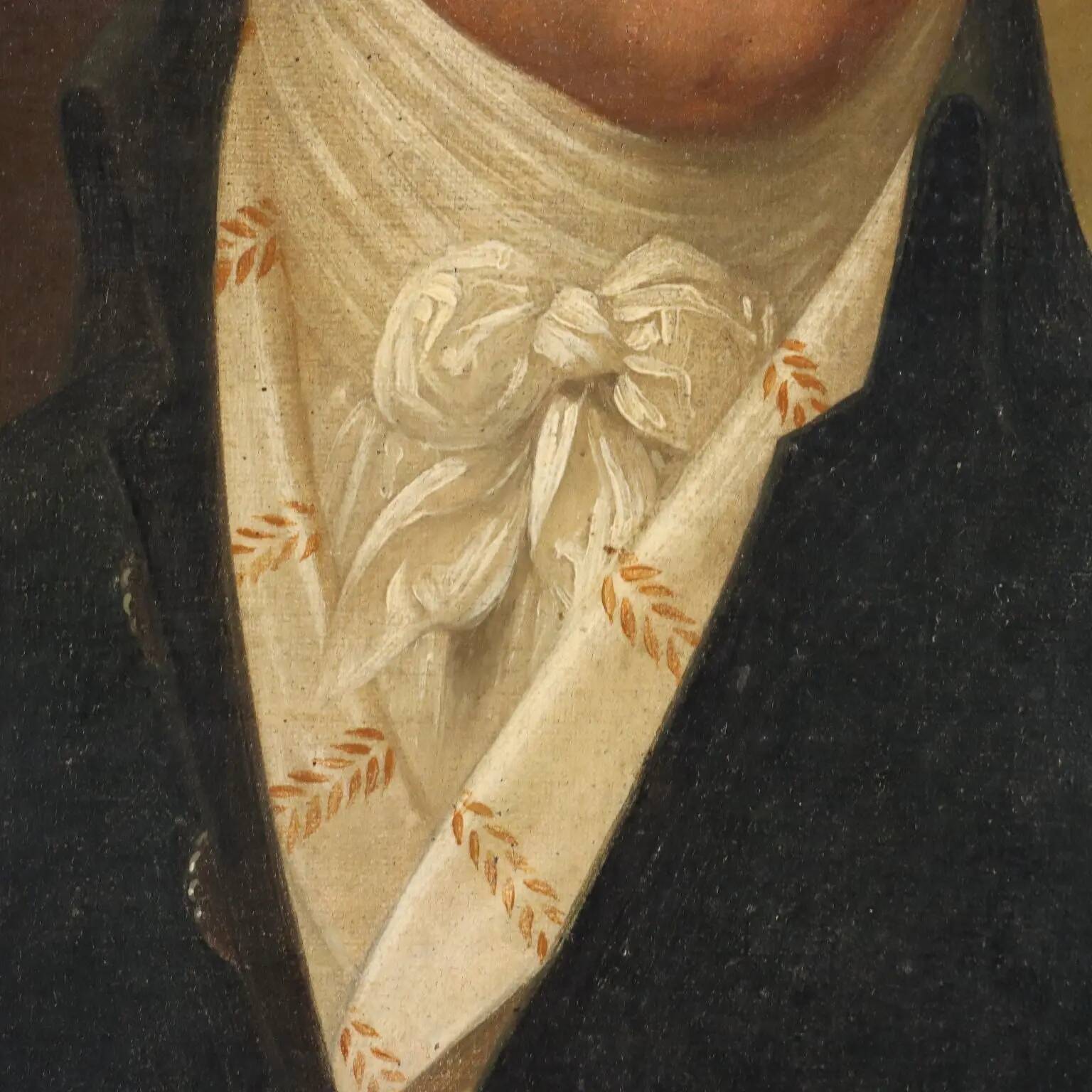 Old painting of a male portrait in oil on canvas from the 18th-19th century.