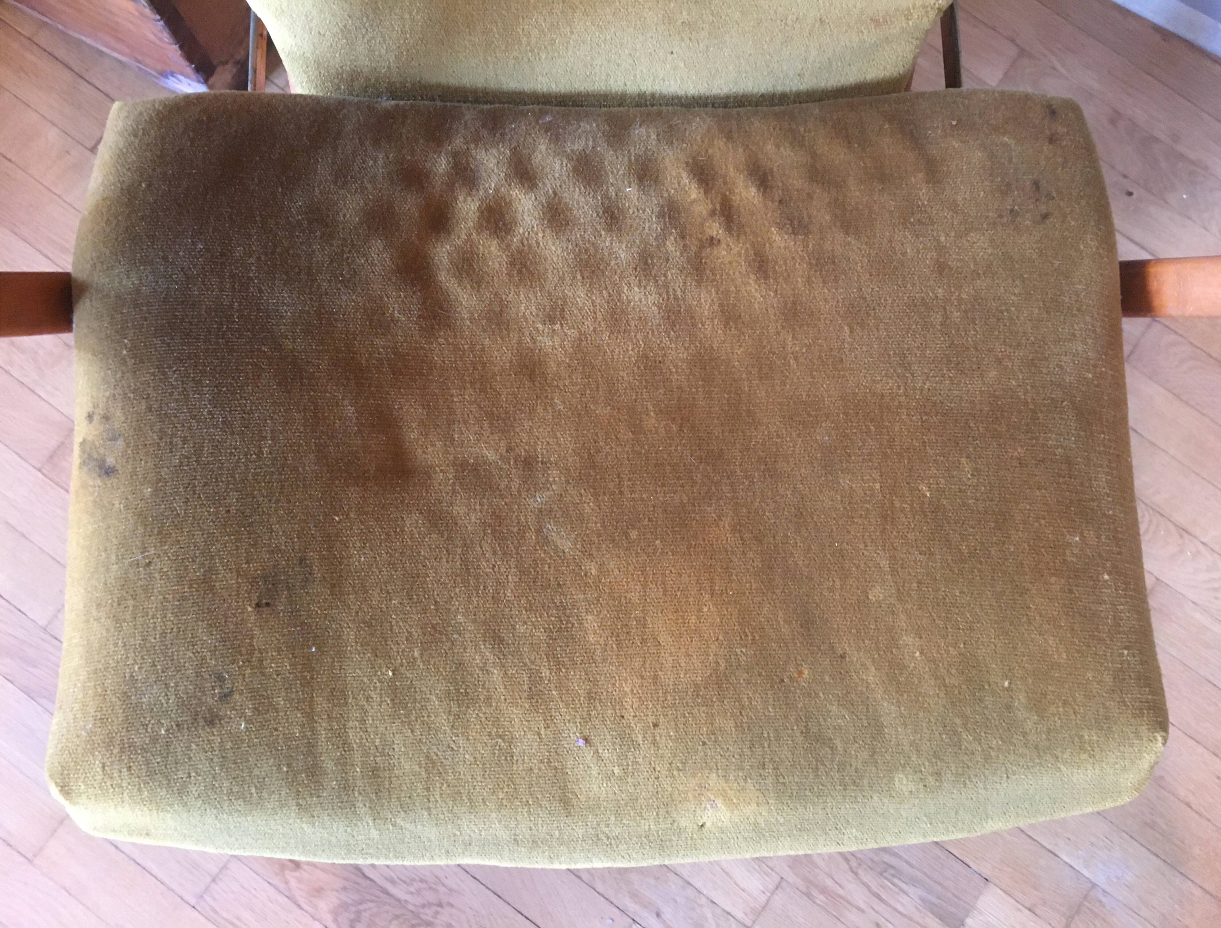 Relax chair old structure wood seating Scandinavian velvet 50' reclining