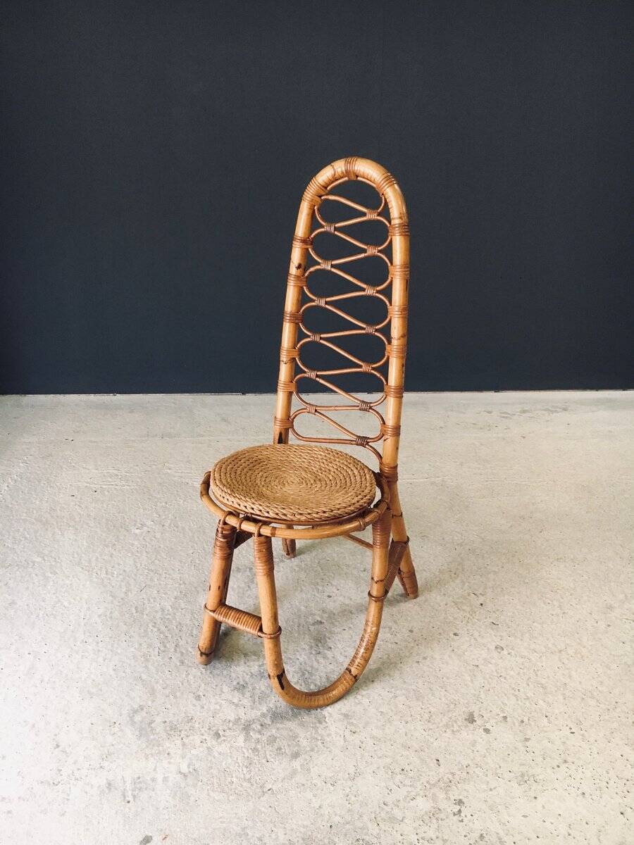Mid-Century Bamboo High Back Chair from Rohé Noordwolde, Netherlands, 1960s