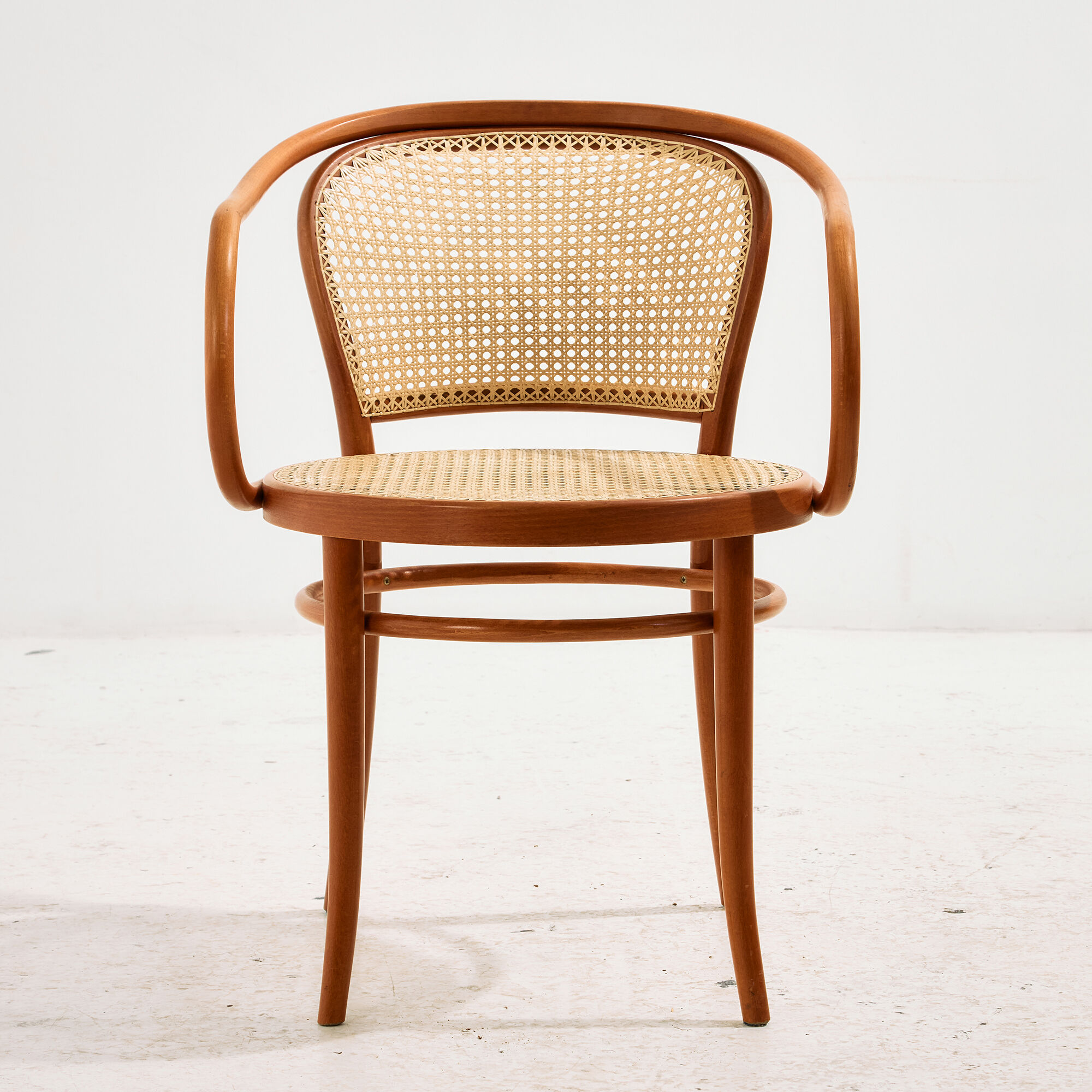 Beech and rattan armchair