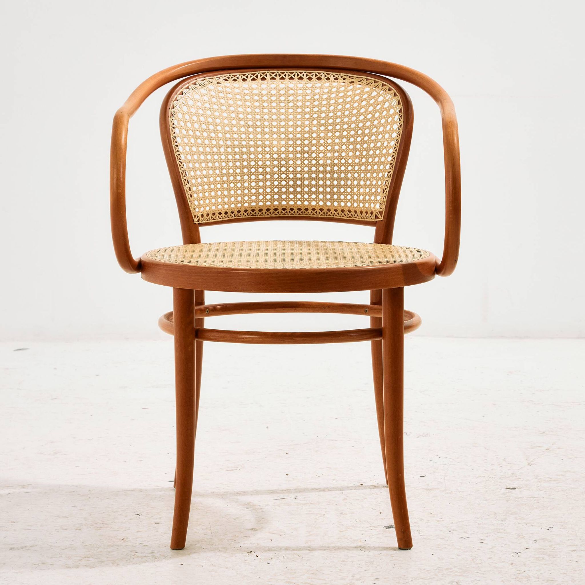 Fauteuil en hêtre et rotin