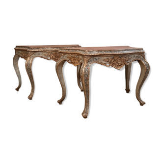 Paire de consoles en bois laqué travail italien vers 1900