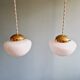 Duo of Art Deco suspensions in white opaline, 1920s-30s
