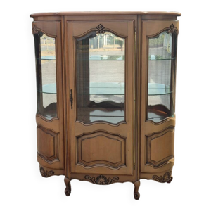 Grande vitrine galbée - merisier louis
