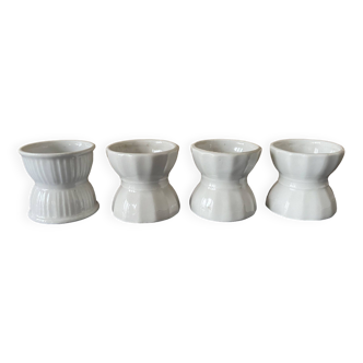 Lot de 4 coquetiers en porcelaine blanche