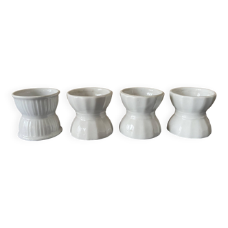 Set of 4 white porcelain egg cups