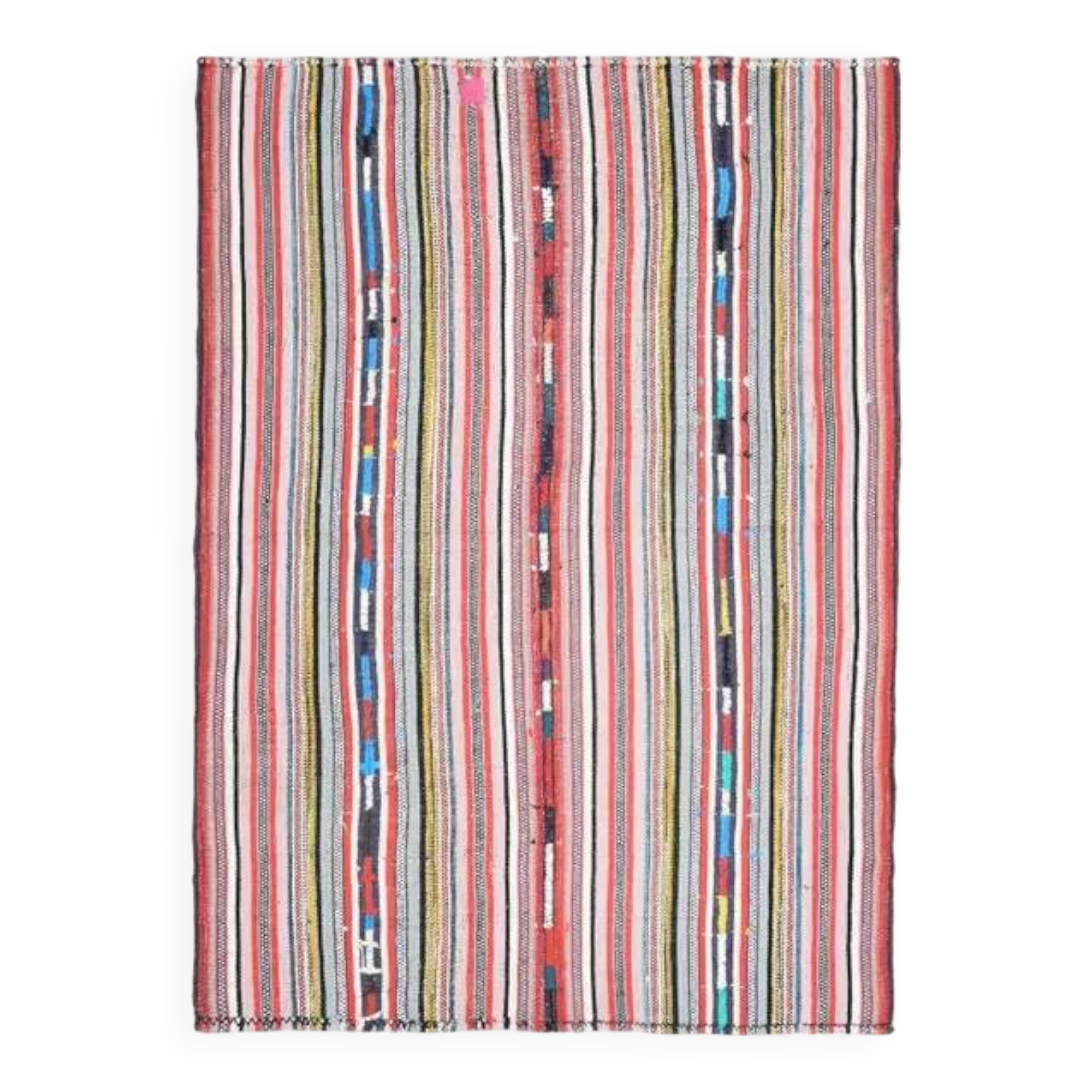 1970s Vintage Turkish Oushak Handmade Wool Cotton Pink Area Rug 157x219
