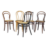 5 "half" bistro chairs, mismatched, 1910 to 1930 - Caned (4 Thonet)