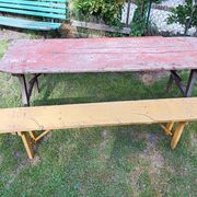 Table + 2 brewery benches - former brewery l.f. haag ingwiller - prey