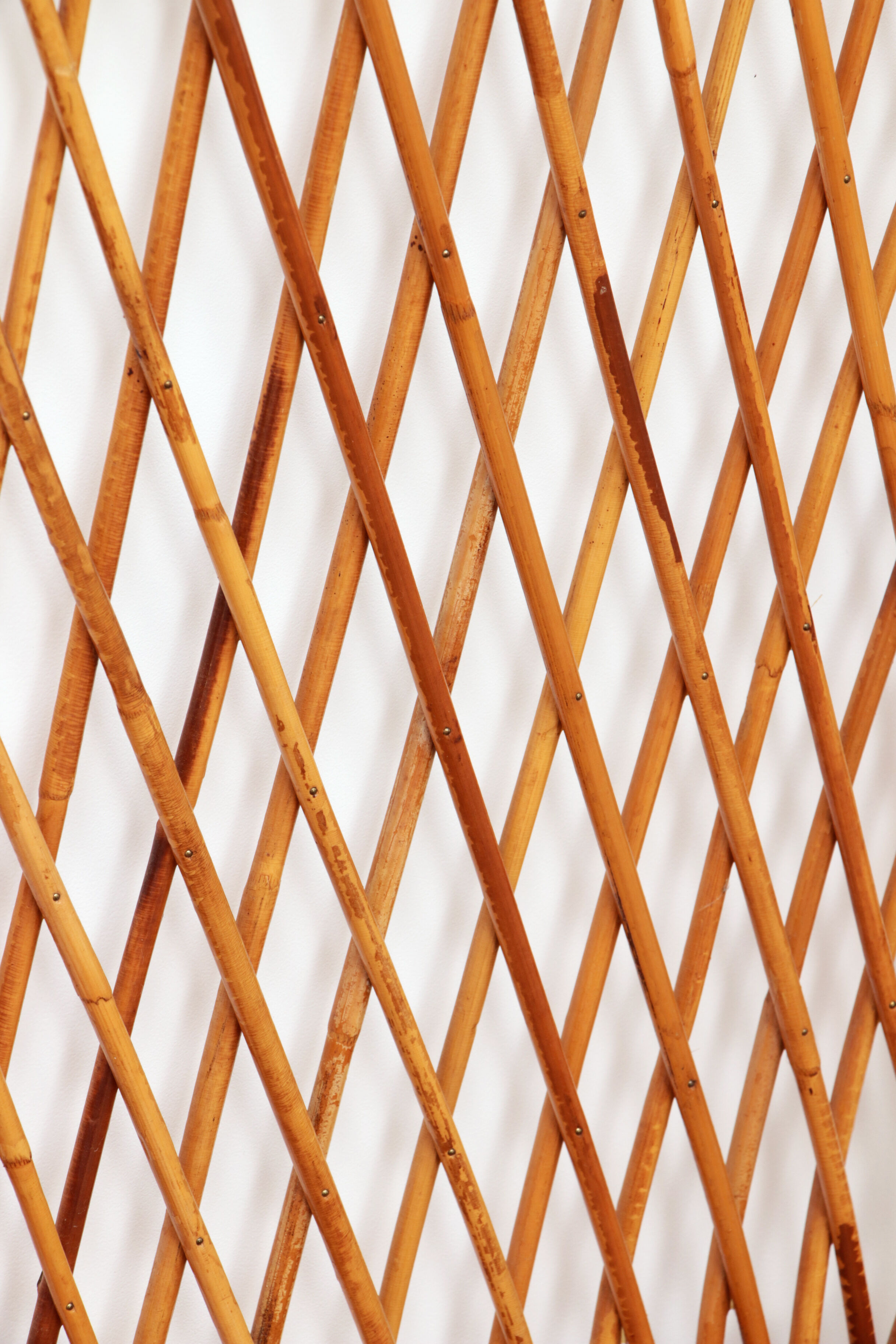 French Bamboo wall coat rack with large mirror, 1960