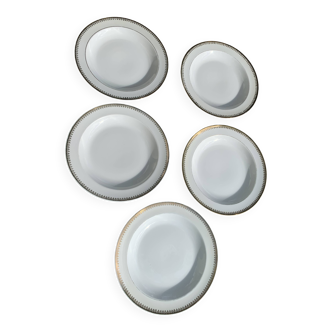 5 Limoges porcelain soup plates stamped UC Limoges France