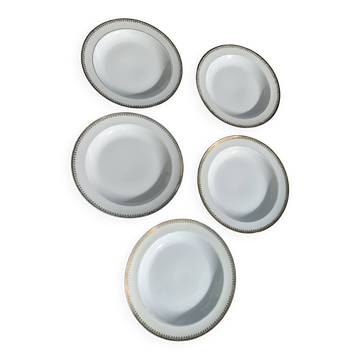 5 Limoges porcelain soup plates stamped UC Limoges France