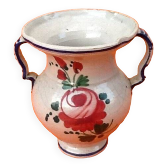 Années 1950   Céramique Italienne  Petit vase balustre à décor floral