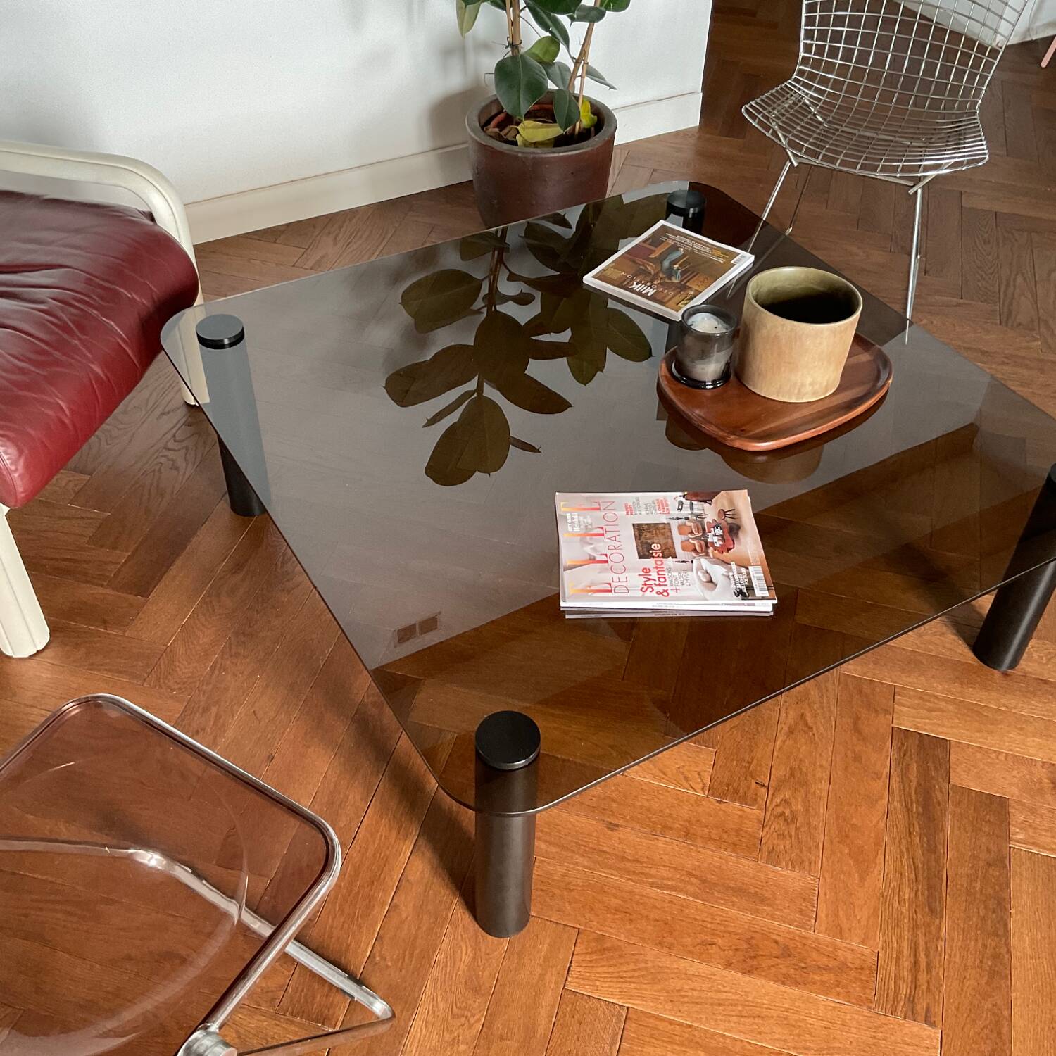 Habitat vintage smoked glass coffee table