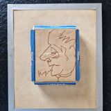 Ladislas Kijno (1921-2012) - Felt-tip drawing on pack of gypsies - Glued on panel - Signed