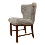 Danish beside chair in grey sheep skin  1940s