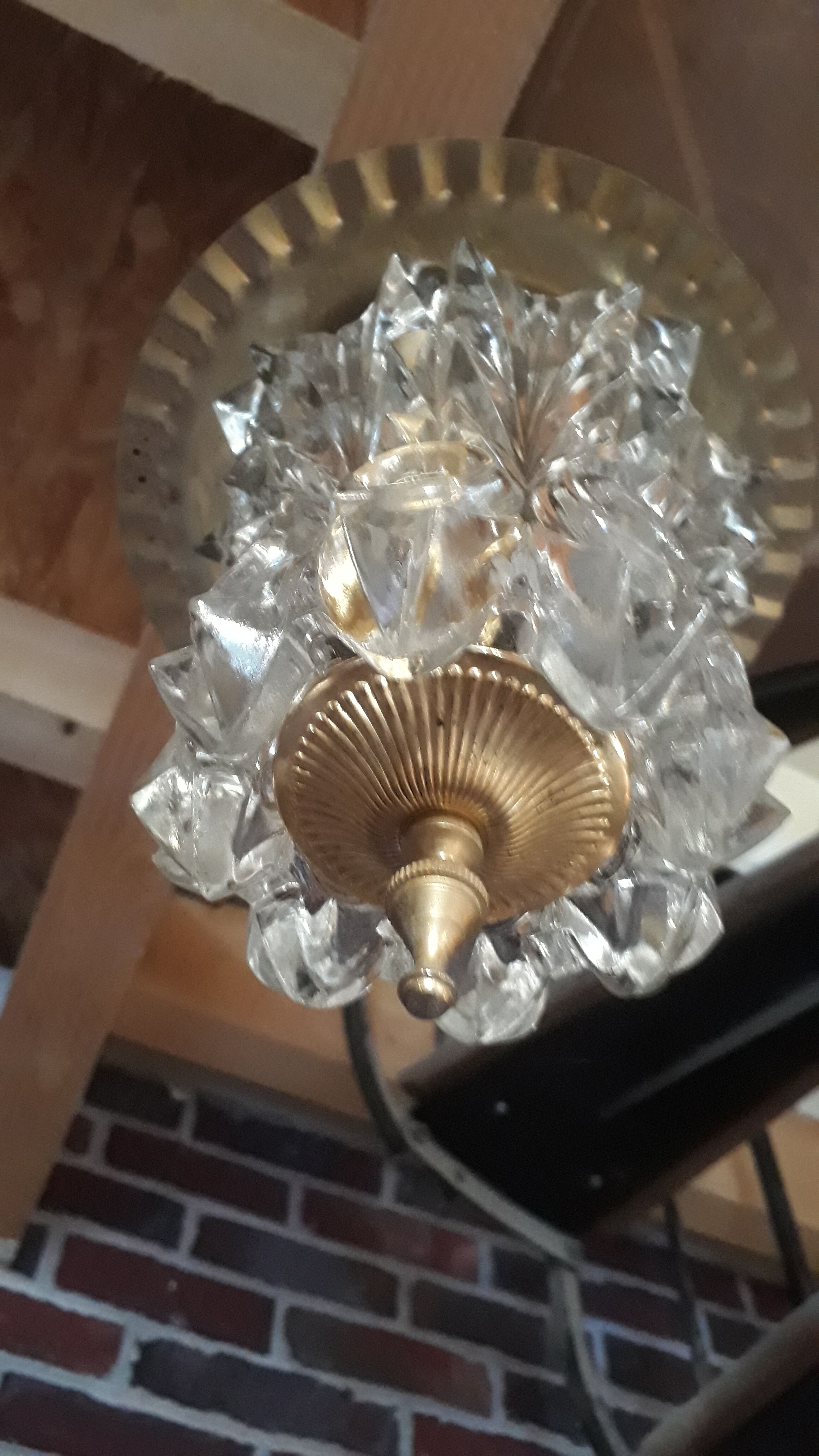 Gold and glass hanging lamp 1950/70