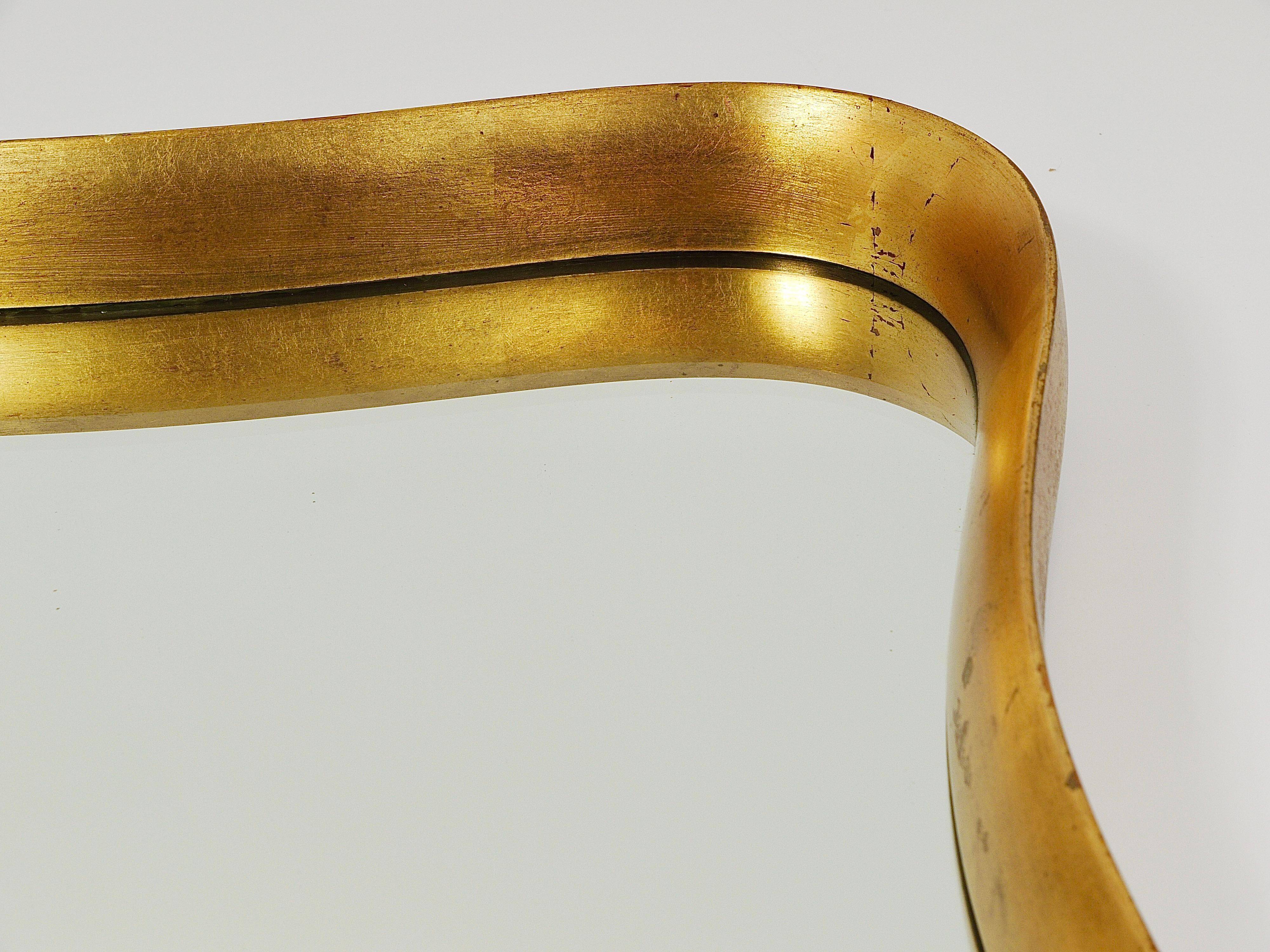 Golden wooden mirror in the style of Gio Ponti by Max Welz, Vienna, Austria, 1940s.