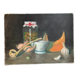 Tableau huile sur toile nature morte ancienne