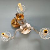 Small Venetian chandelier, three-burner twisted blown glass 1950s - Brass, Glass
