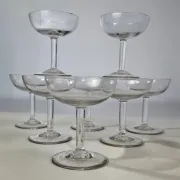 8 blown glass champagne coupes from the 19th century