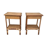 Pair of rattan bedside tables