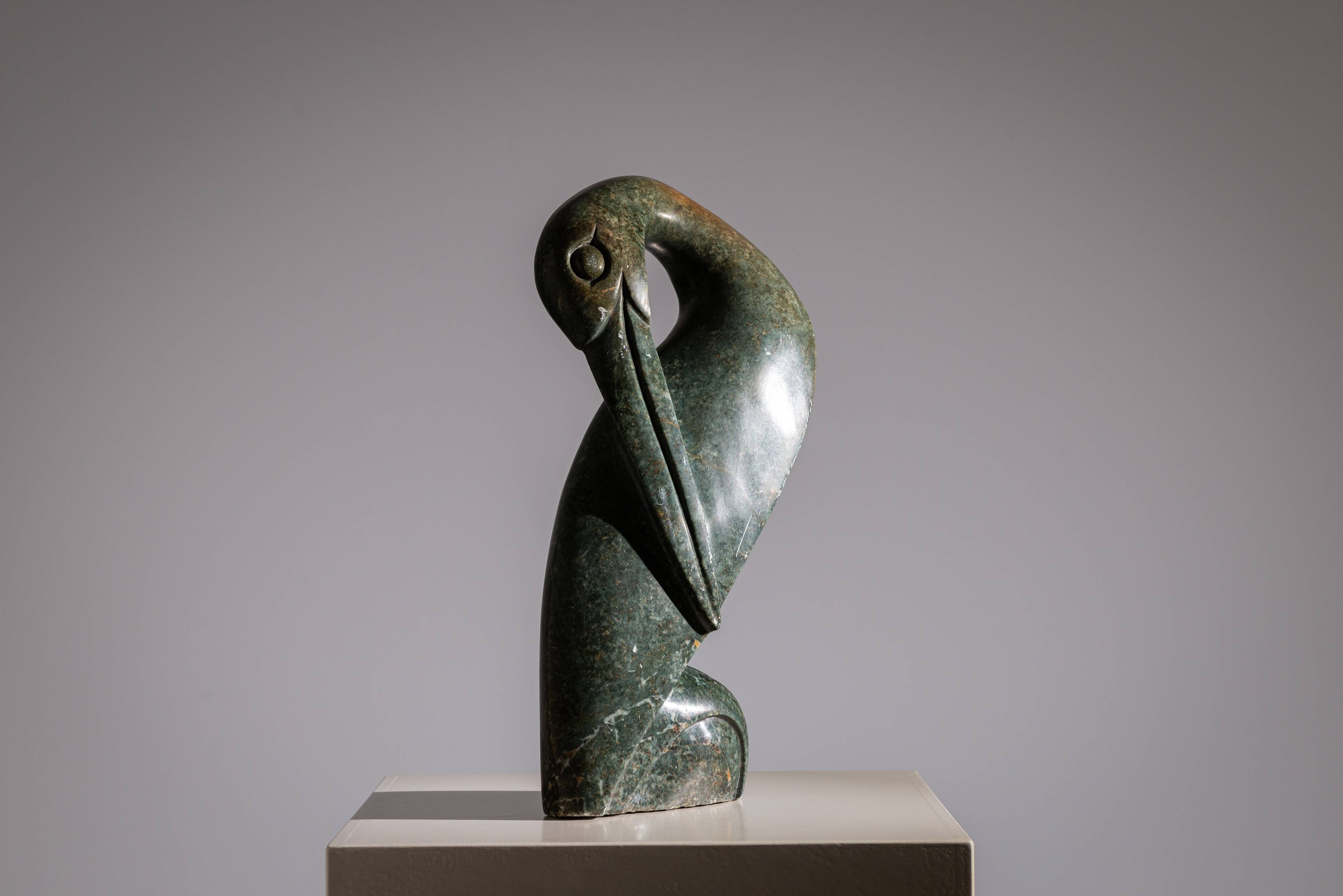 Shona bird sculpture in serpentine stone