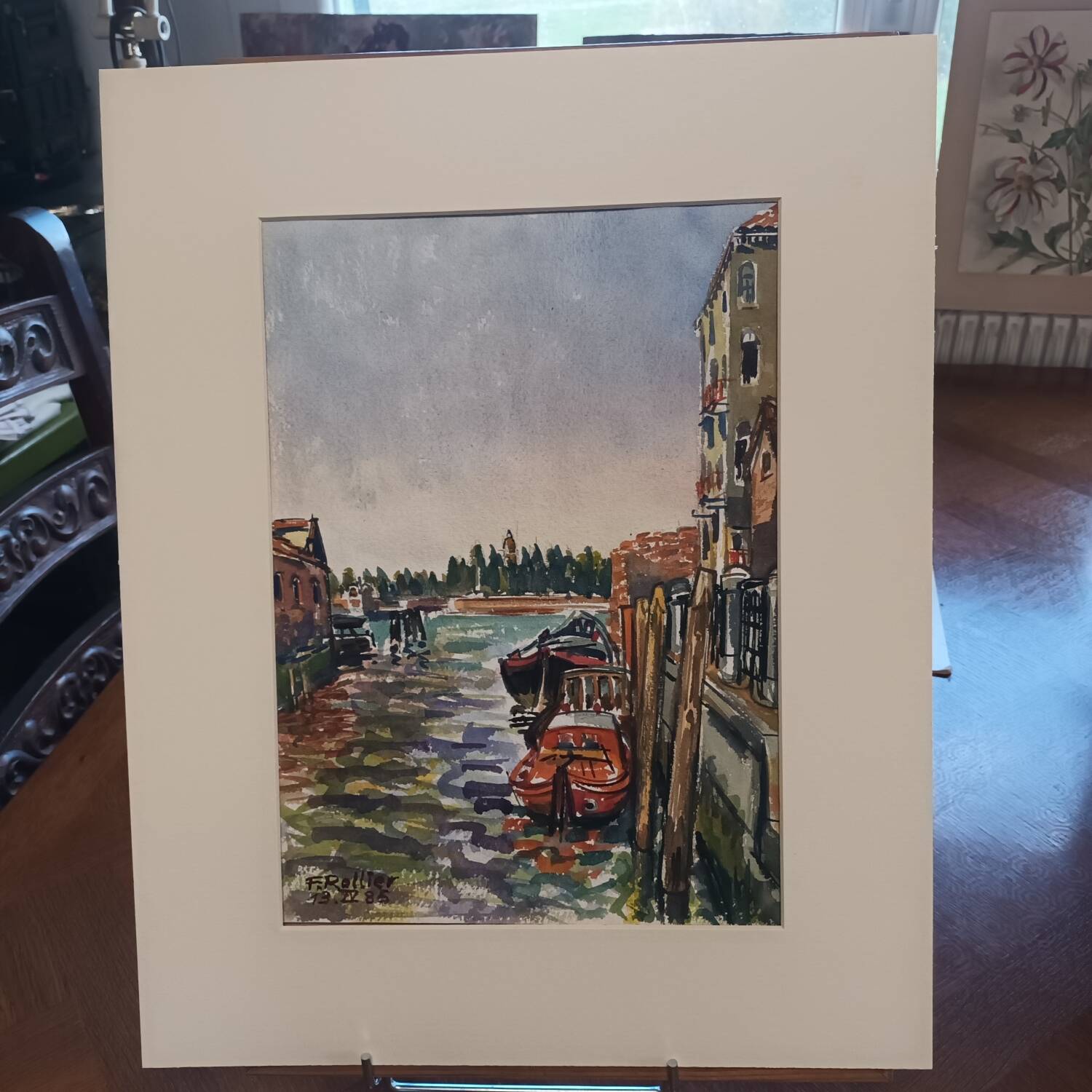 Watercolor Venice signed Rollier