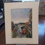Watercolor Venice signed Rollier