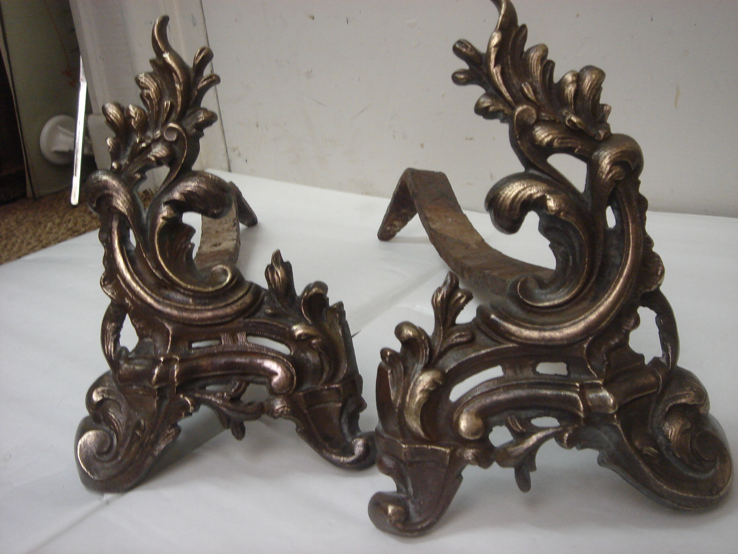Pair of andirons bronze Louis XV