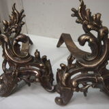 Pair of andirons bronze Louis XV