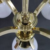 1930s Restored Brass Chandelier, Czechoslovakia