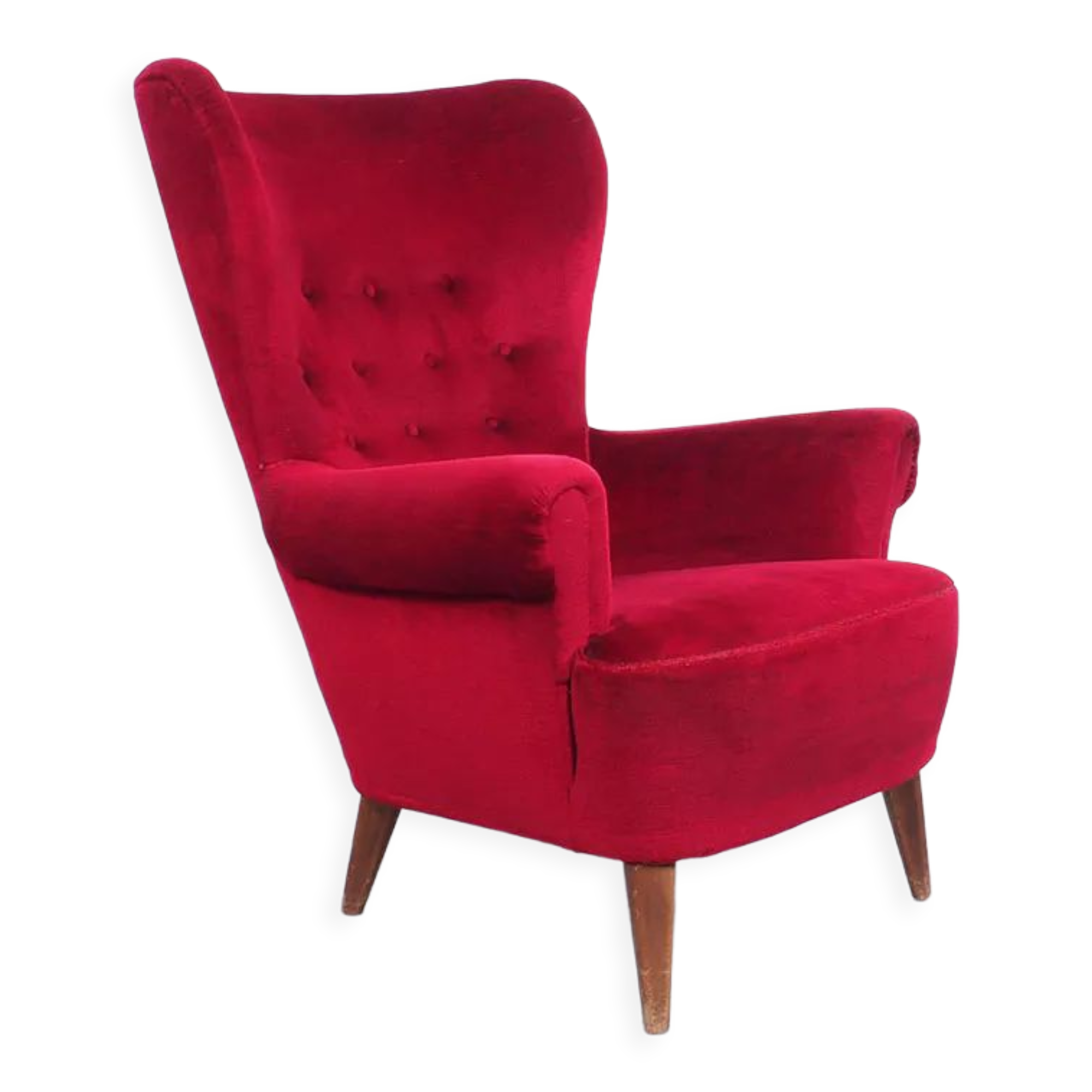 Red Velvet Armchair by Theo Ruth for Artifort, 1950s