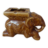 Antique brown ceramic elephant ashtray