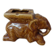 Ancien cendrier éléphant en céramique marron