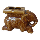 Antique brown ceramic elephant ashtray