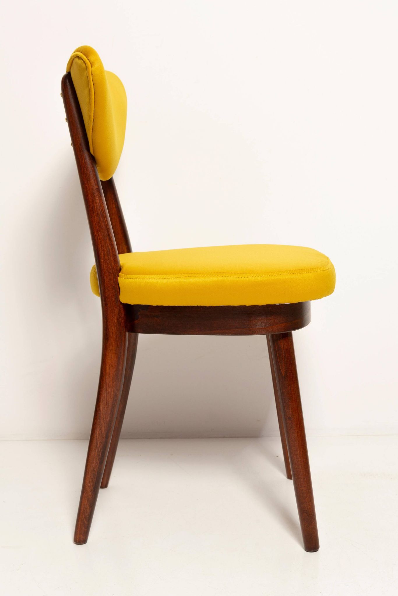 Midcentury Heart Chair in Yellow Satin Dedar Gildo Fabric, Europe, 1960s