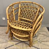 Trio of rattan armchairs