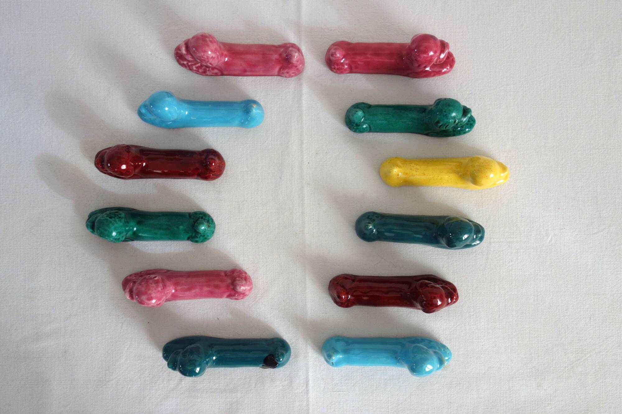 12 vintage Vallauris ceramic knife holders