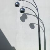 Italian lily of the valley floor lamp, design Goffredo Reggiani, 3 lights in chromed metal, 1970