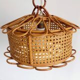 Handcrafted Bamboo and Rattan Pendant Lamp, Spanish Modernist, 1960s