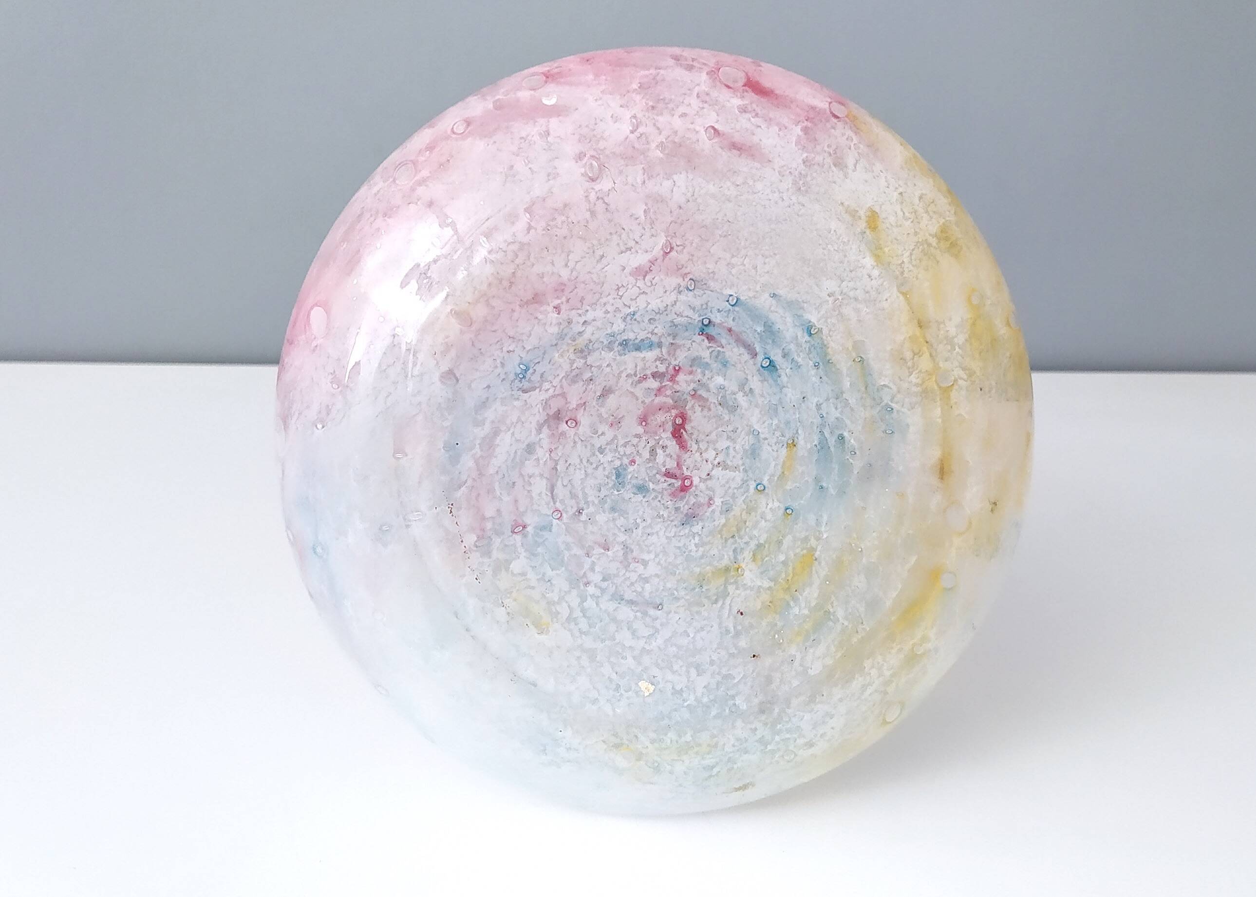 Pastel Pink Colors Polychrome Murano Glass Flower Vase, Italy