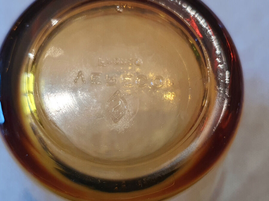 5 water glasses amber yellow