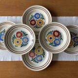 6 assiettes plates anciennes en faïence de Choisy-le-Roi