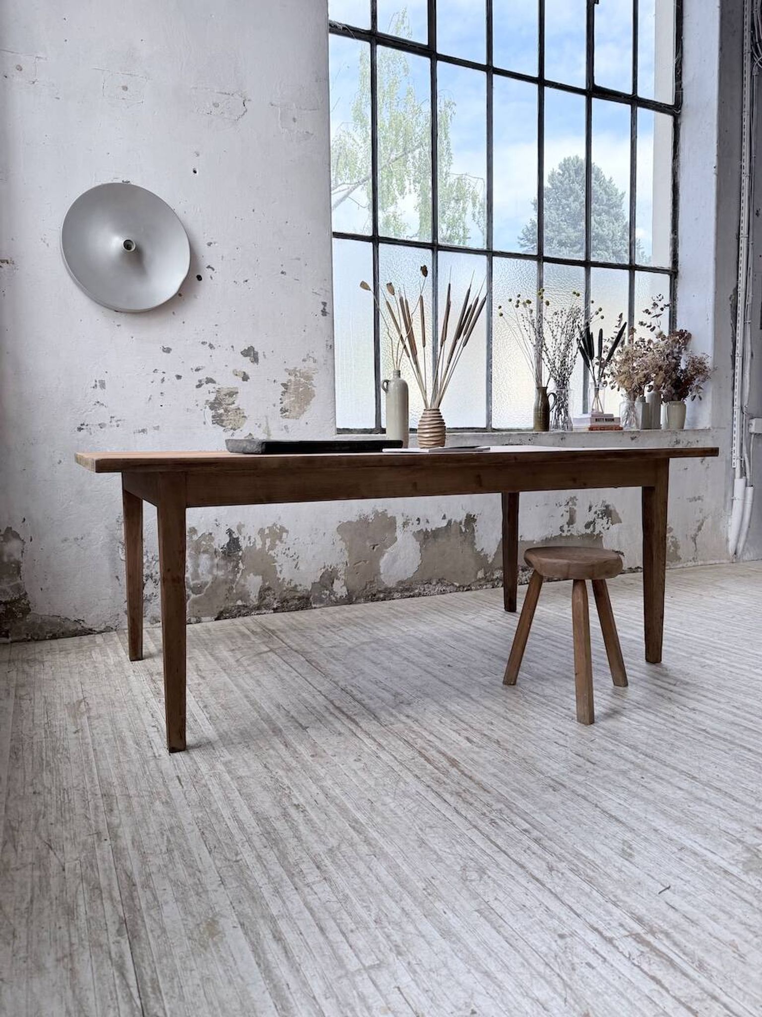 Farm table pitch pine 2 x 1 m from the 1950s