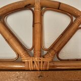 Curved half-moon console in rattan and bamboo with mirror by Vivai del Sud, Italy, 1960s.