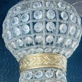 Large Montgolfiere chandelier in gilded bronze and faceted glass pendants