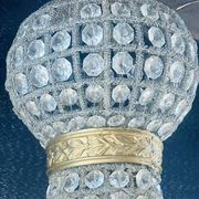 Large Montgolfiere chandelier in gilded bronze and faceted glass pendants