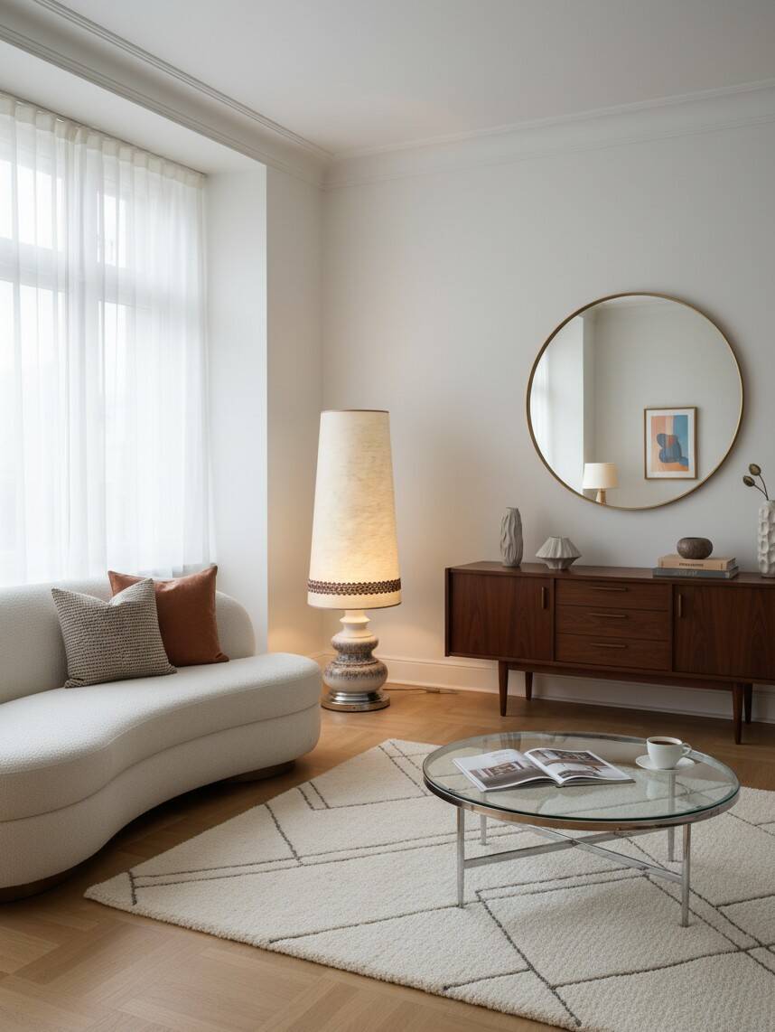 Large Vintage Ceramic "Fat Lava" and Chrome Floor Lamp, 1970s