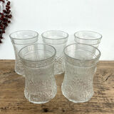 5 vintage relief decor glasses